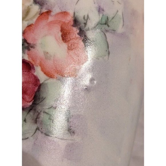 Vtg Kleine Co Vase Art Pottery Roses Handpainted Signed M. H. Davis Floral Gold - Picture 9 of 16